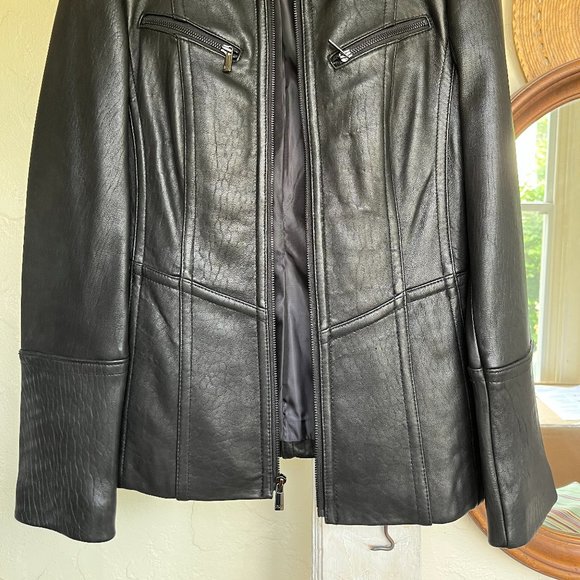 Jones New York Black Leather Jacket -- Size Small - Picture 2 of 5